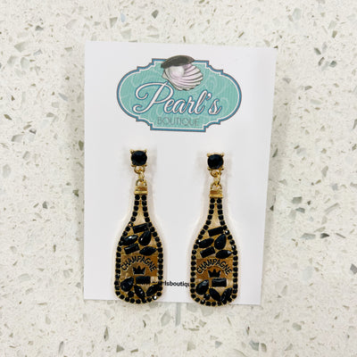 Gold & Black Bottle Earrings