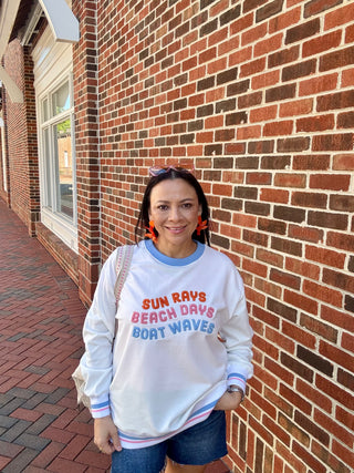 "Sun Rays, Beach Days, Boat Waves" Oversized Sweatshirt