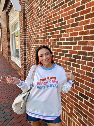 "Sun Rays, Beach Days, Boat Waves" Oversized Sweatshirt