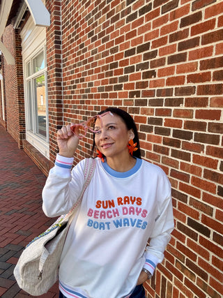 "Sun Rays, Beach Days, Boat Waves" Oversized Sweatshirt