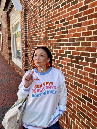 "Sun Rays, Beach Days, Boat Waves" Oversized Sweatshirt