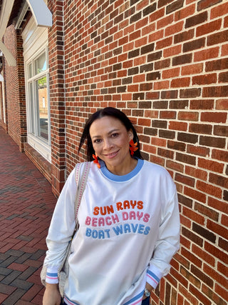 "Sun Rays, Beach Days, Boat Waves" Oversized Sweatshirt
