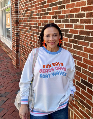 "Sun Rays, Beach Days, Boat Waves" Oversized Sweatshirt