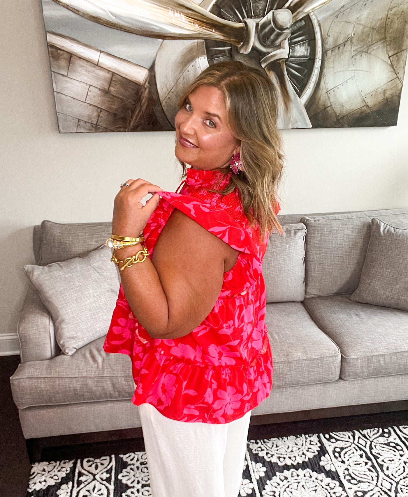 Tropicana Red Mix Blouse