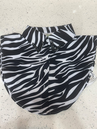 zebra dickie with black rhinestones on collar