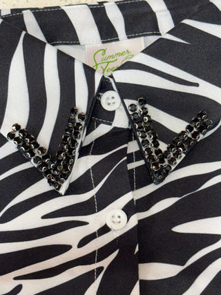 Zebra Jewel Collar Dickie