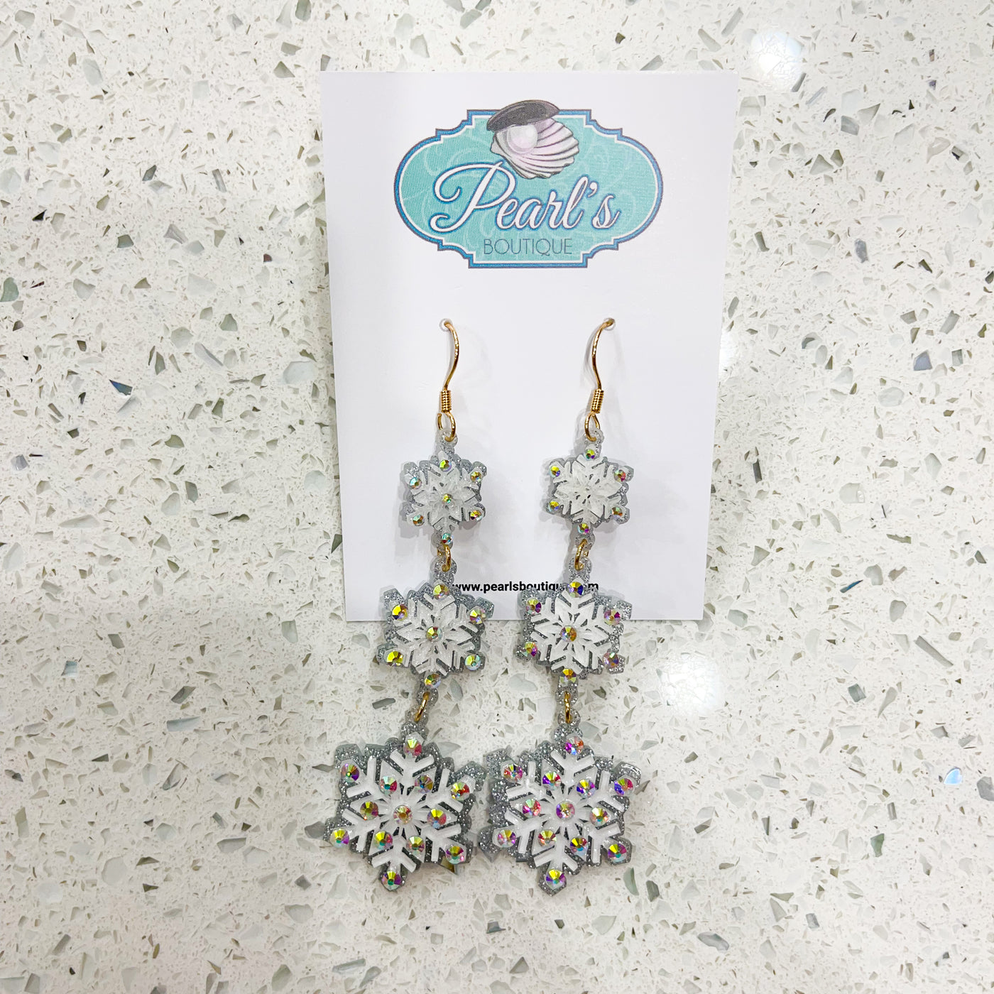 3 Snowflake Drop Earrings