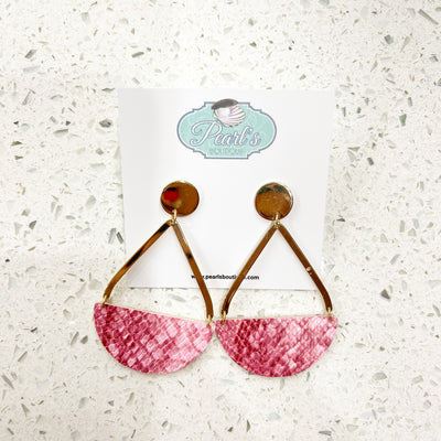 Leather Wedge Teardrop Earrings