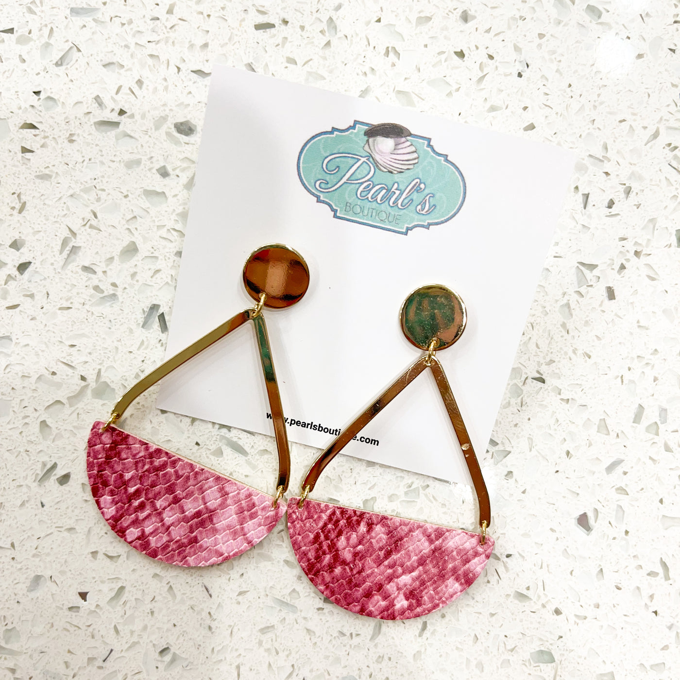 Leather Wedge Teardrop Earrings