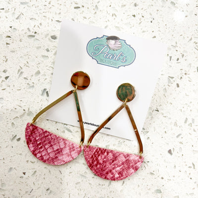 Leather Wedge Teardrop Earrings