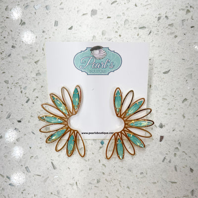 Mint/Gold Filigree Wing Earrings