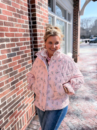 pink floral quilted jacket