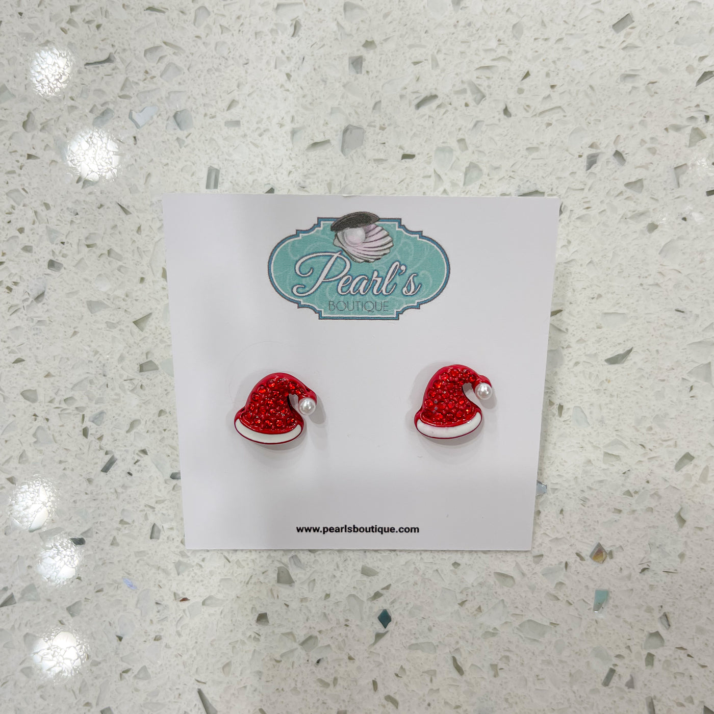 Santa Hat Crystal Stud Earrings