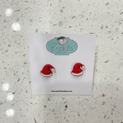 Santa Hat Crystal Stud Earrings