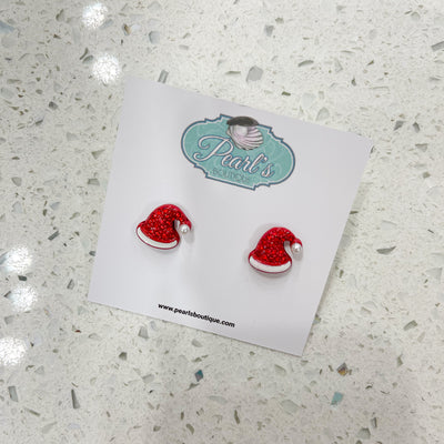 Santa Hat Crystal Stud Earrings