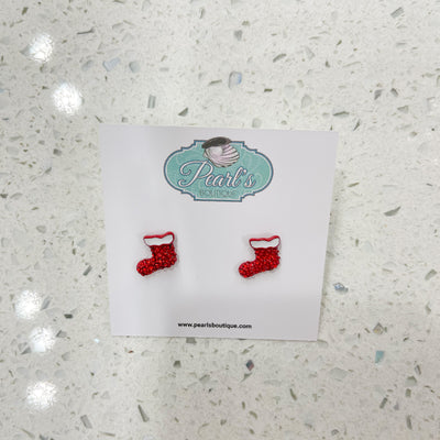 Stocking  Crystal Stud Earrings