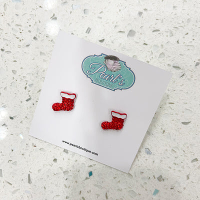 Stocking  Crystal Stud Earrings