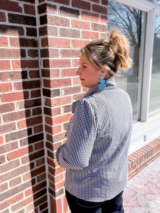 Vintage Plaid Bow-Tie Blouse