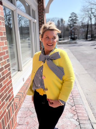 yellow heart button cardigan