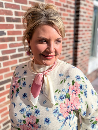 Floral Bliss Mock Neck Sweater