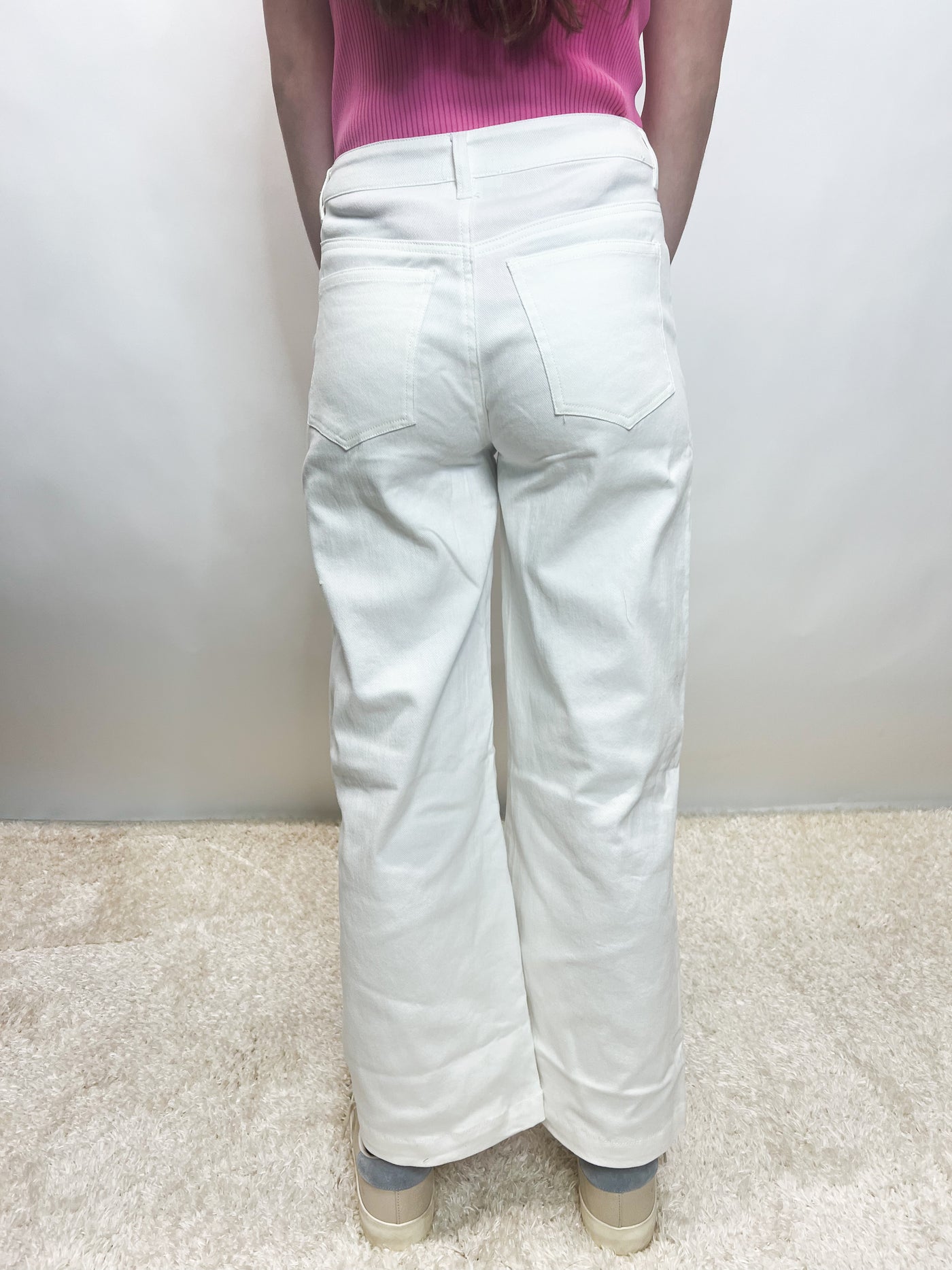Blossom Wide Leg Crop Pant - White