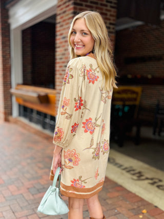 Vintage Bloom Suede Dress