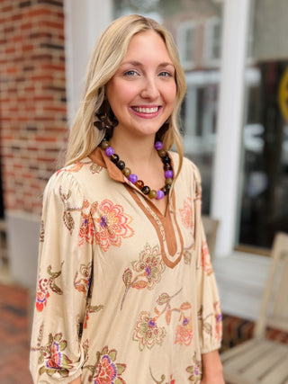 Vintage Bloom Suede Dress