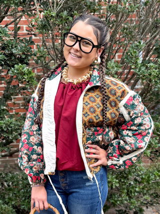 quilted patchwork bomber jacket