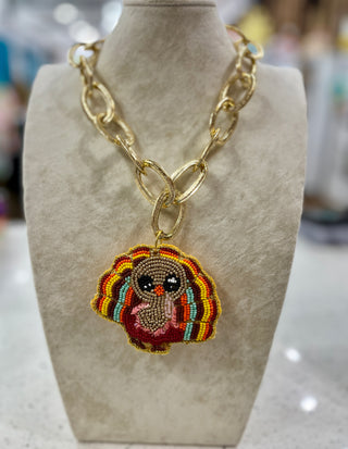 Velvet Turkey Pendant Necklaces