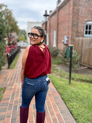 Gathered Girl Top | Crimson