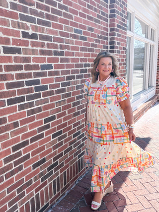 multicolored tiered dress