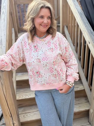 floral patchwork sweatshirt