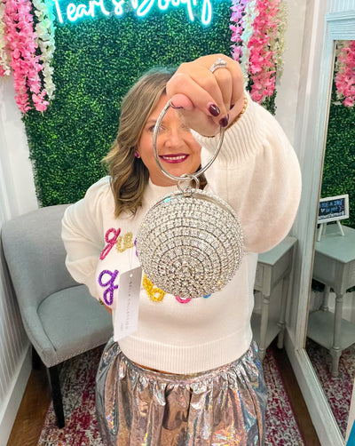 Silver Crystal Ball Clutch