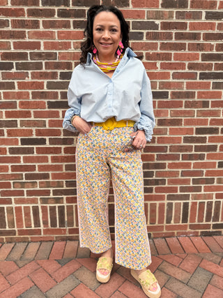floral and gingham pants