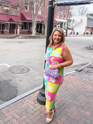 queen of sparkles bunny colorblock dress