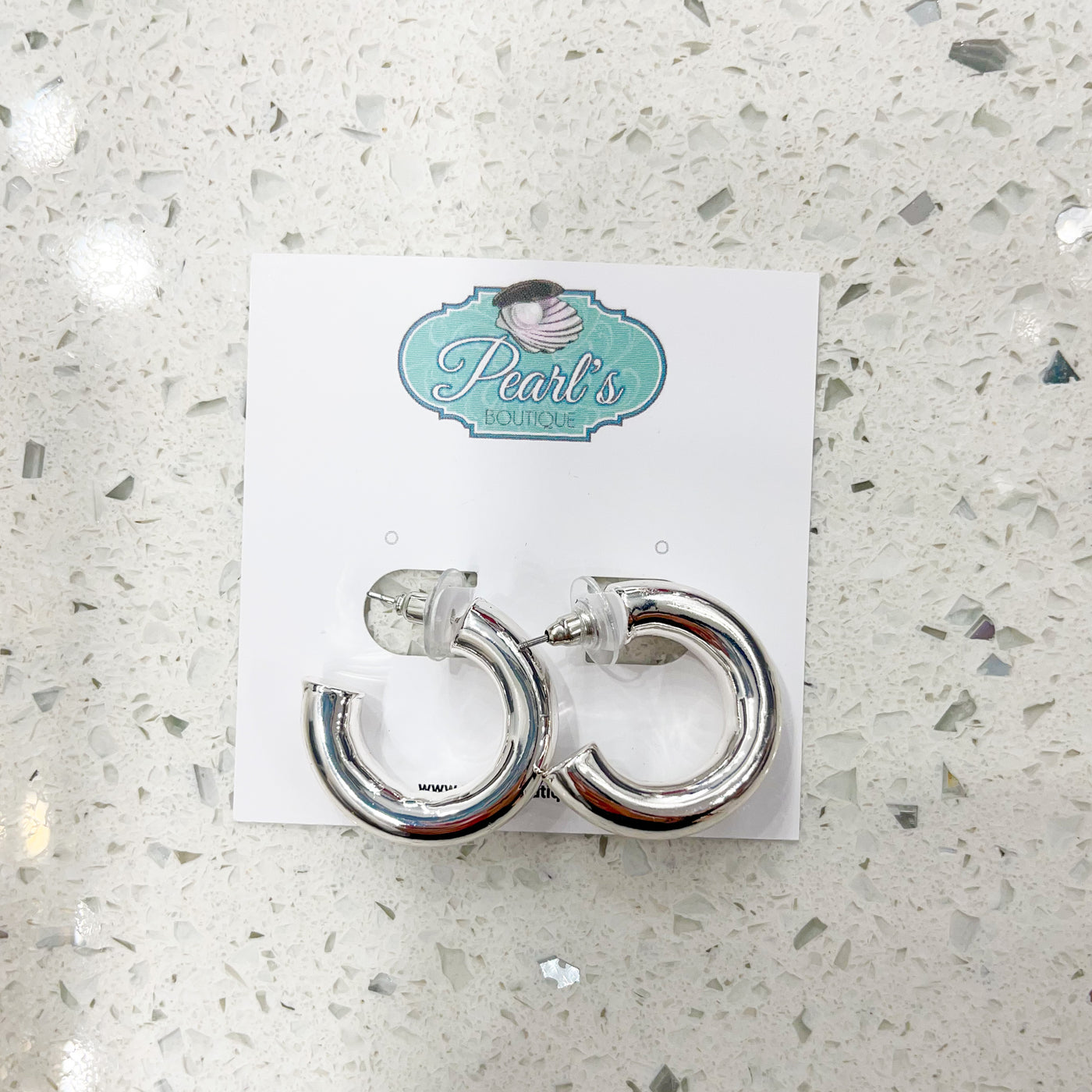 Silver Metal Hoop Post Earrings 25mm