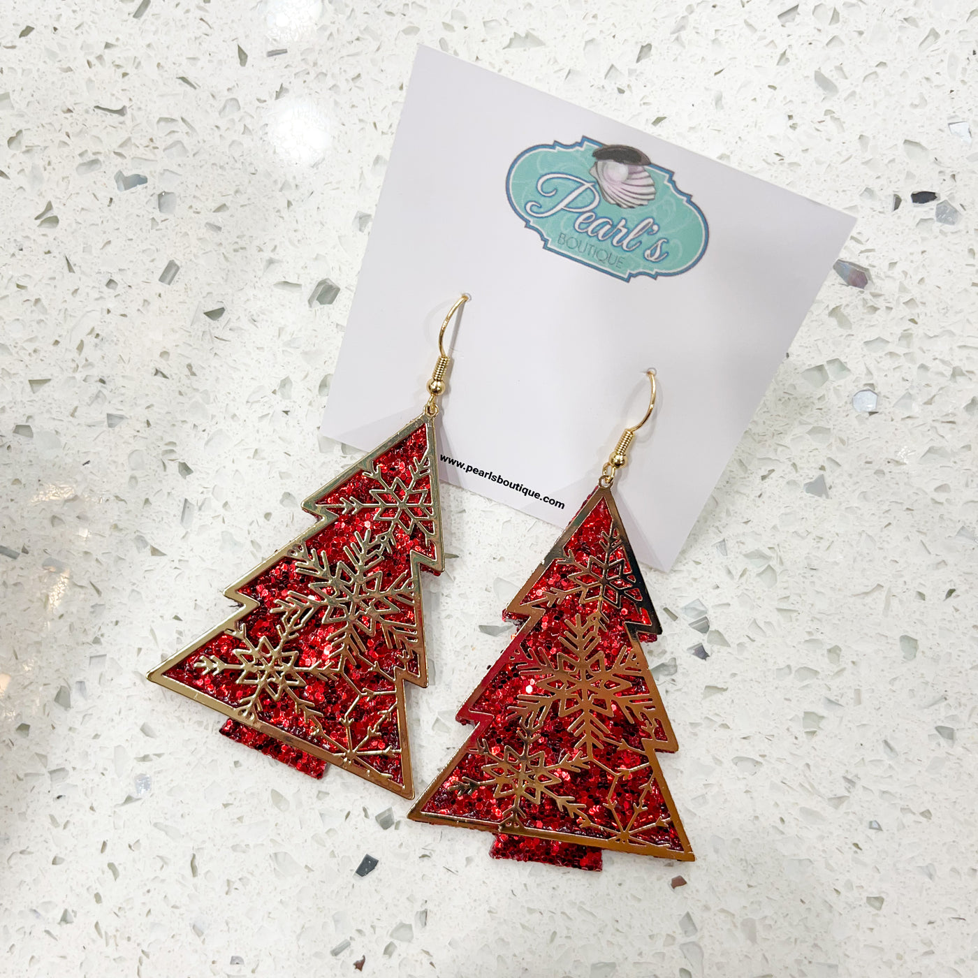 Red/Gold Christmas Tree Earrings