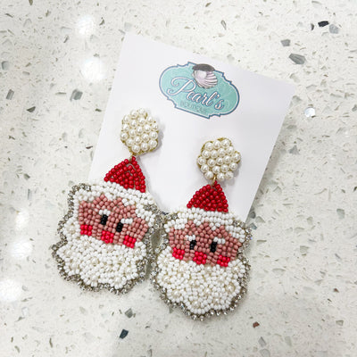 Santa Bead & Pearl Earrings