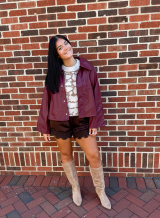 Lace-Trim Pocket Shorts | Brown