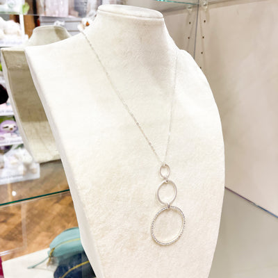 Silver 3 Drops Round Metal Necklace