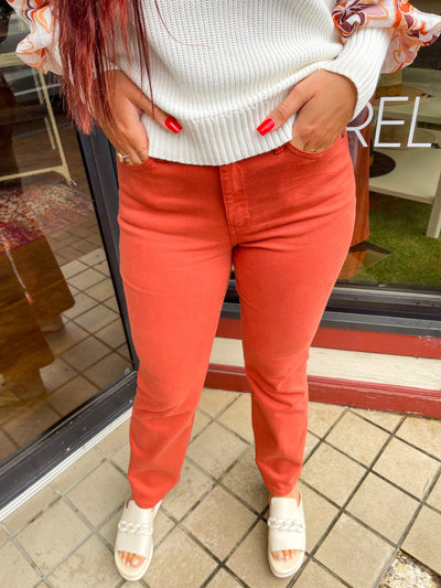 "Judy Blue " Aubrey Bootcut Terracotta Jeans