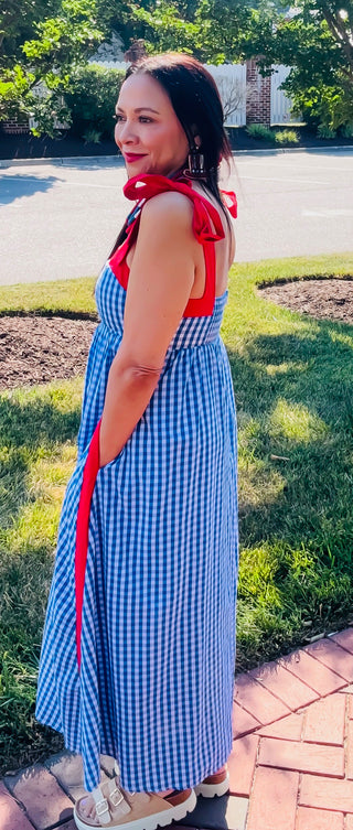 All-American Gingham Midi Dress