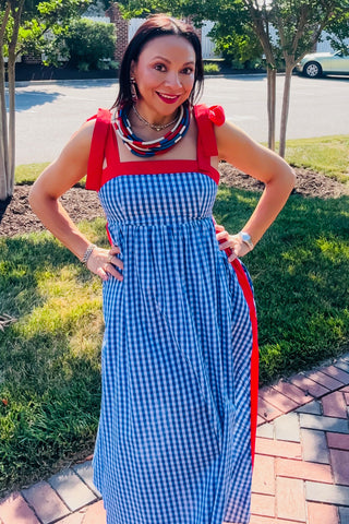 All-American Gingham Midi Dress