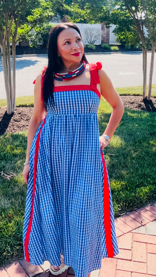 All-American Gingham Midi Dress