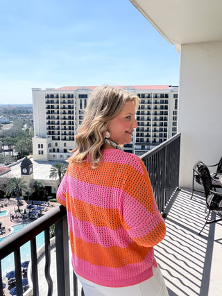 "UMBRELLA" Striped Mesh Sweater