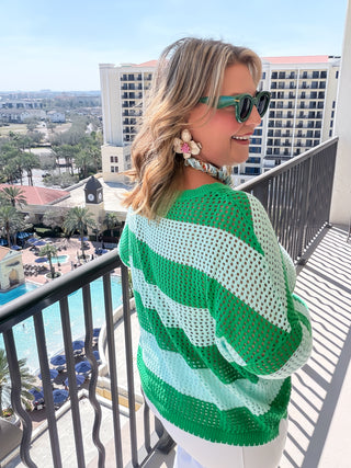"MARGARITA" Striped Mesh Sweater