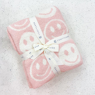 Light Pink Happy Face Cozy Blanket