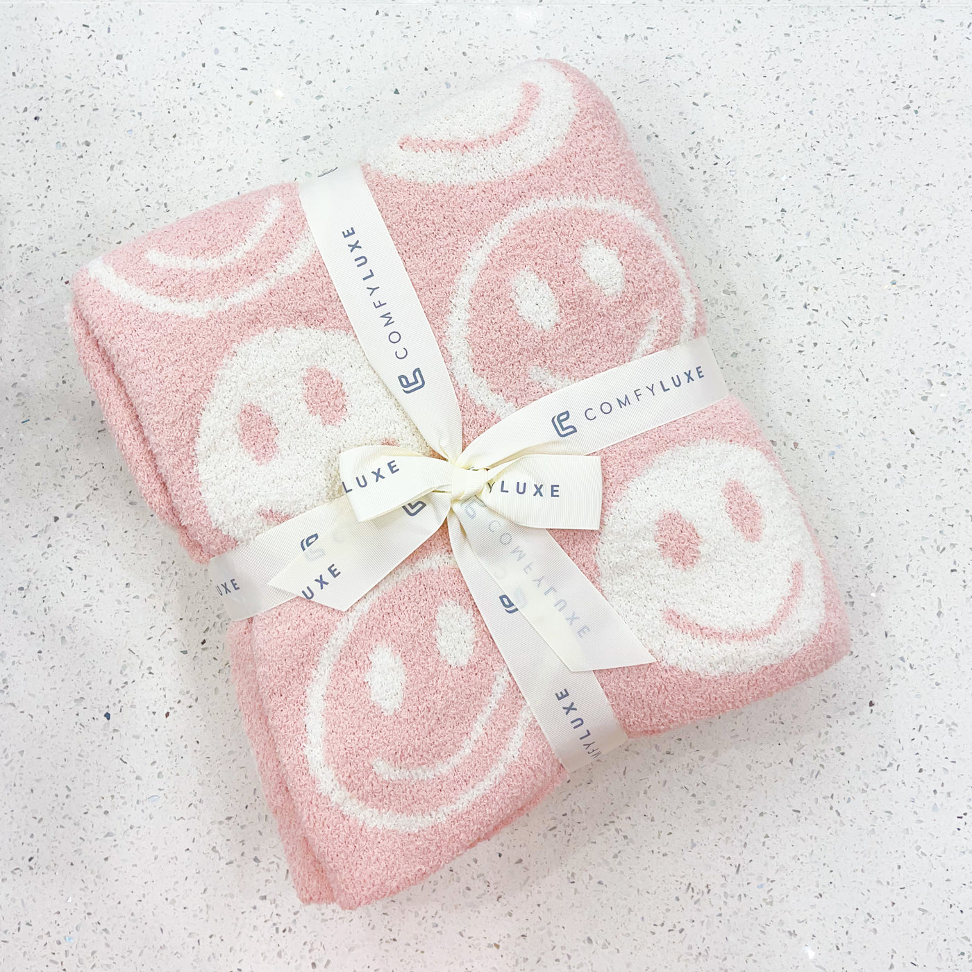 Light Pink Happy Face Cozy Blanket