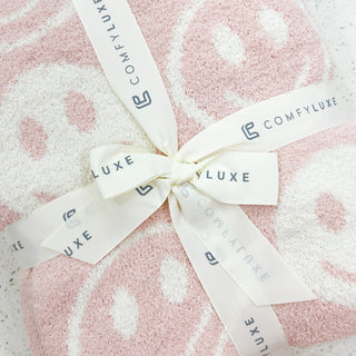 Light Pink Happy Face Cozy Blanket