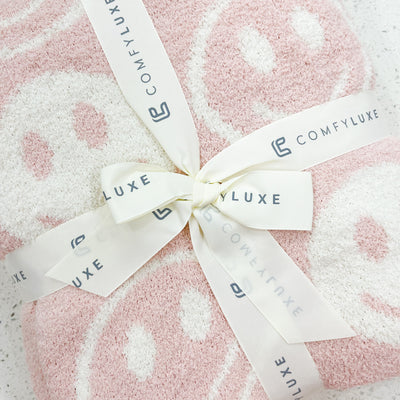 Light Pink Happy Face Cozy Blanket